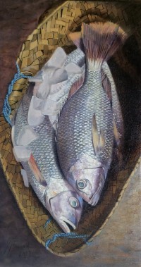 S. M. Fawad, Fisherman's Bounty, 11 x 18 Inch, Oil on Canvas, Realistic Painting, AC-SMF-243